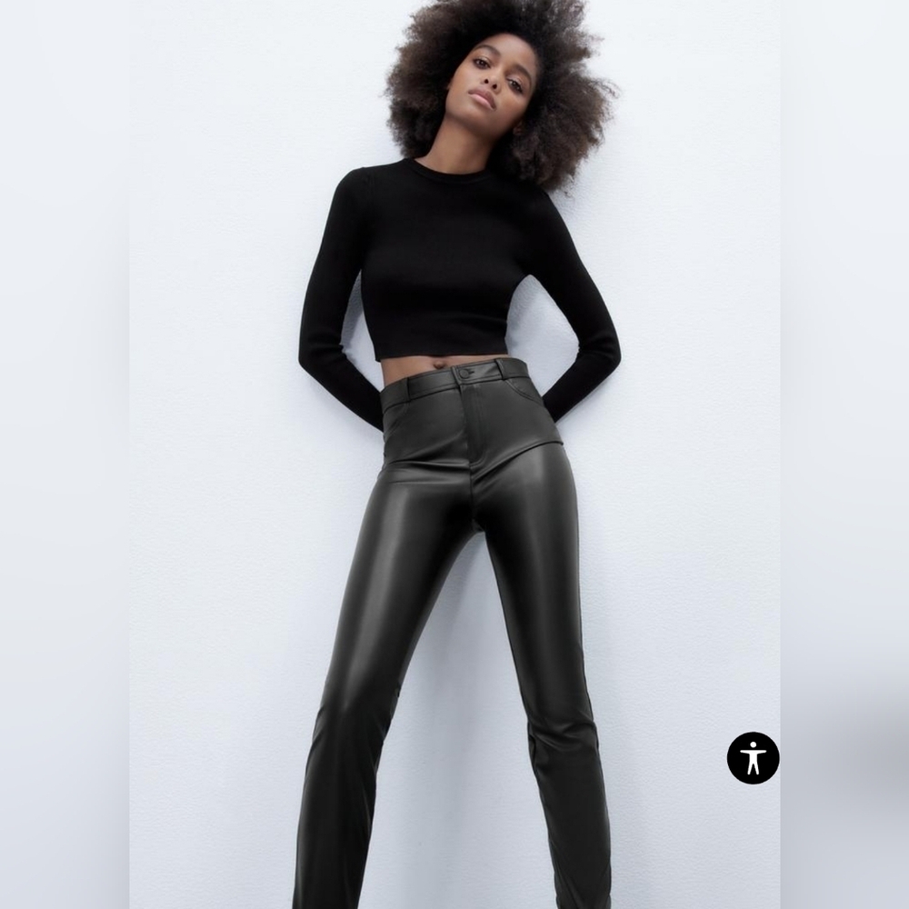 ❤️ NWT! ZARA HIGH RISE VEGAN LEATHER SKINNY PANTS / LEGGINGS, MEDIUM